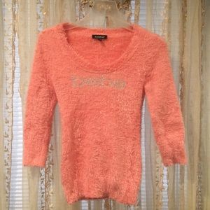 bebe fuzzy pink colored sweater; Size XS💗